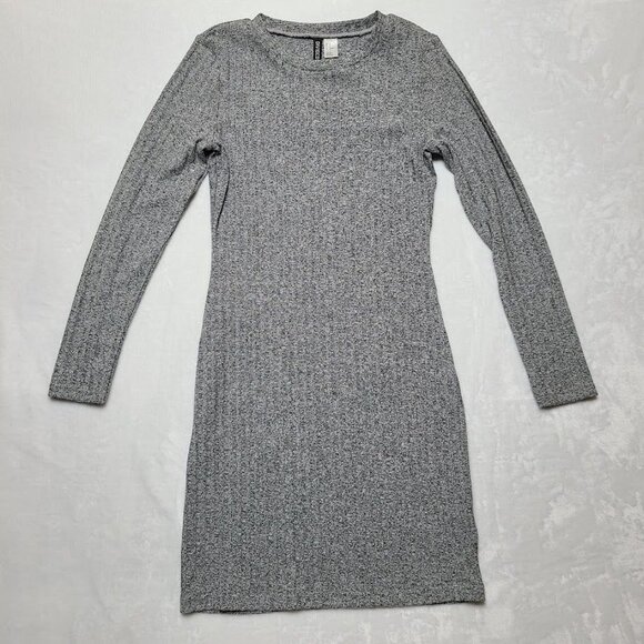 H&M Divided Womens Long Sleeve Gray Knit Dress Size 12 - Picture 2 of 10